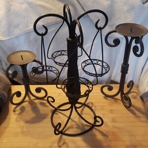 Pampered Chef Elegant Black Metal Candle Holder Set.. NEVER USED. OBO Smoke Free